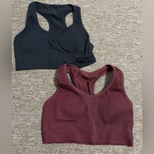Aerie Black and Burgundy Ribbed Racerback Bras